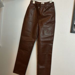Aritzia Wilfred Size 4 Brown Vegan Leather Pants